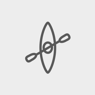 Kayık kürek ince çizgi simgesiyle