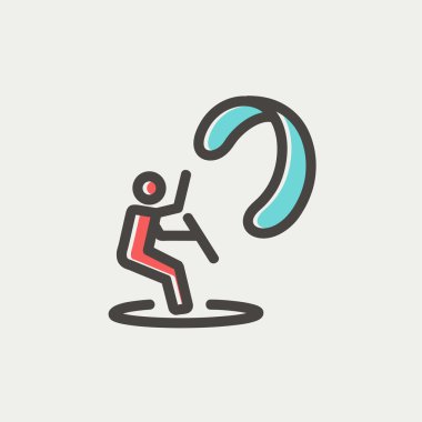 Paraşütle atlama ince çizgi simgesi