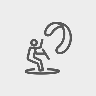 Paraşütle atlama ince çizgi simgesi