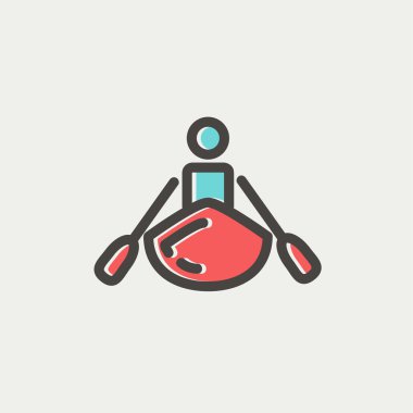 İnce çizgi simgesini kayak yapan erkek