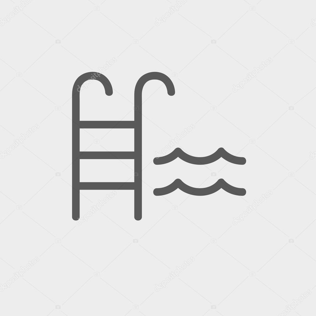 Swimming pool ladder thin line icon