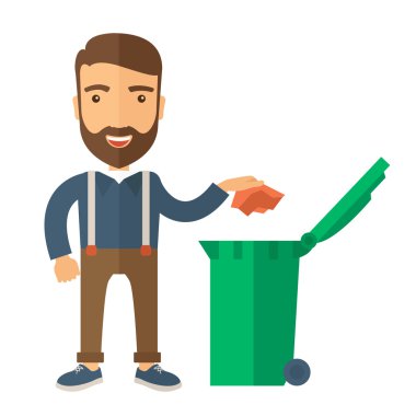 Kağıt çöp kutusuna atma adam