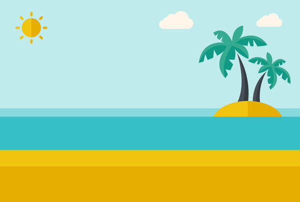 Tropical sea island with palm trees.