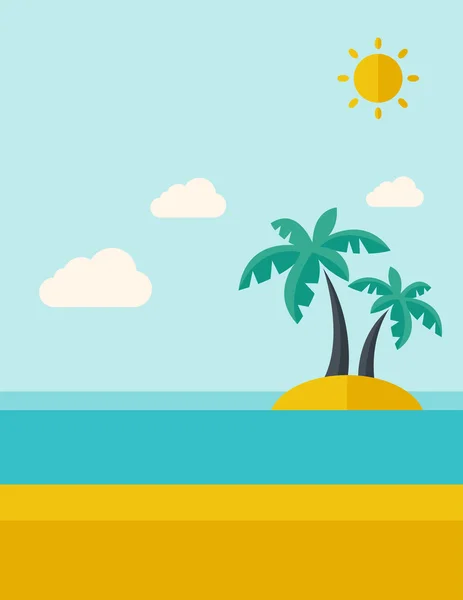 Isola tropicale di mare con palme . — Vettoriale Stock