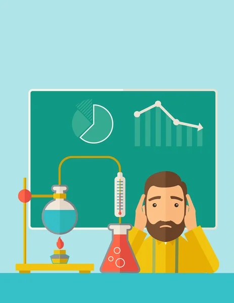 Science teacher in laboratory. — Stock Vector