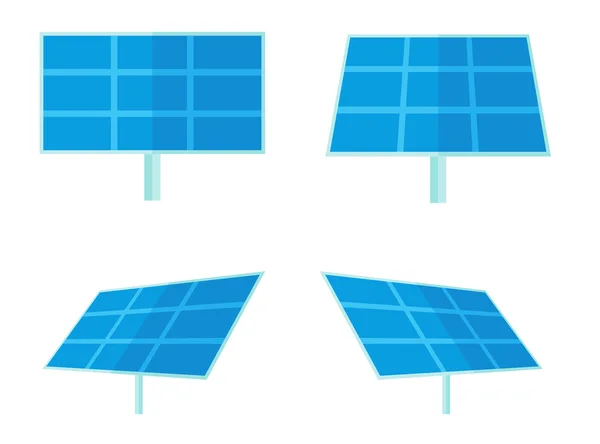 Vier zonnepanelen met witte achtergrond. — Stockvector