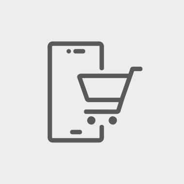 Alışveriş sepeti tabela ince çizgi simgesi