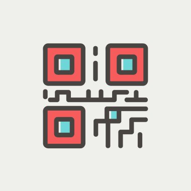 QR kodu ince çizgi simgesini