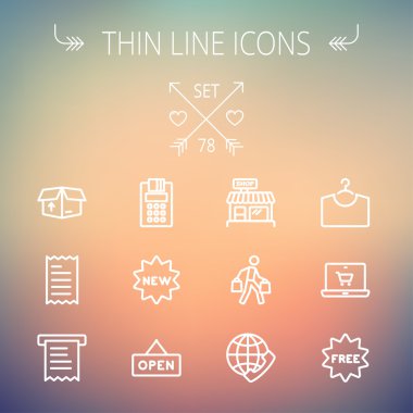 İnce çizgi Icon set alışveriş iş