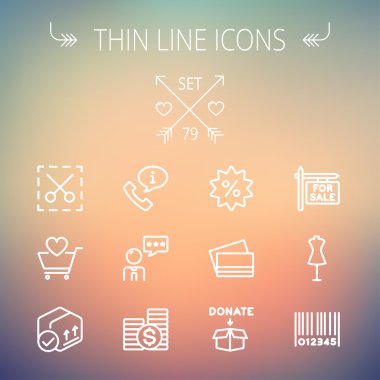 İnce çizgi Icon set alışveriş iş