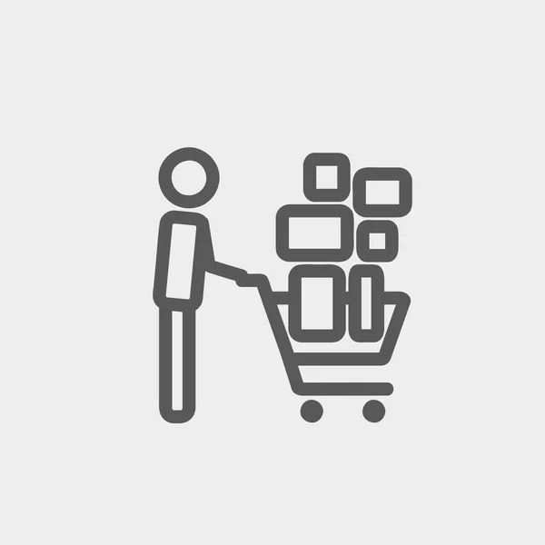 Koszyk pełen ikona cienka linia toreb na zakupy — Wektor stockowy