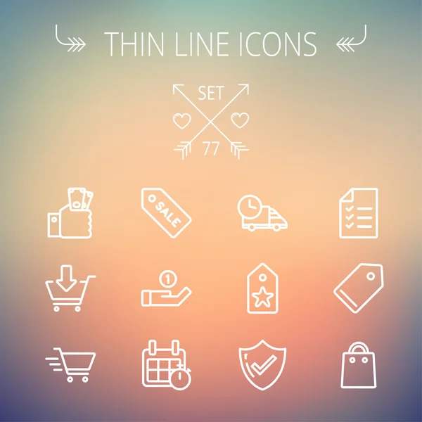 Unternehmen Shopping dünne Linie Icon Set — Stockvektor