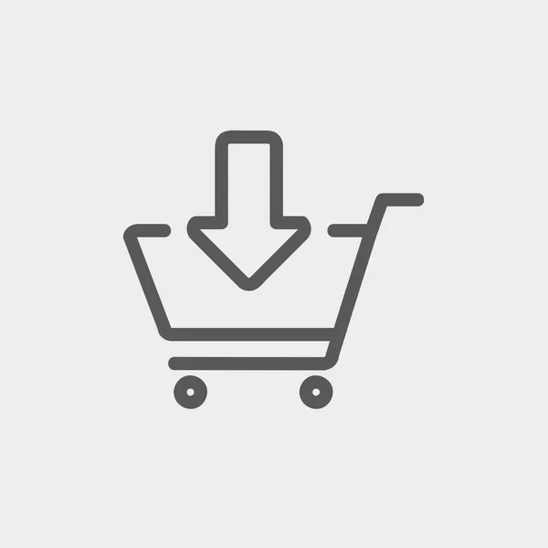 Bevásárló kosár vékony vonal ikon eltávolítása — Stock Vector