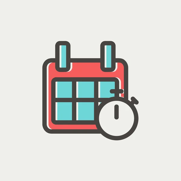 Kalender und Stoppuhr Thin Line Symbol — Stockvektor