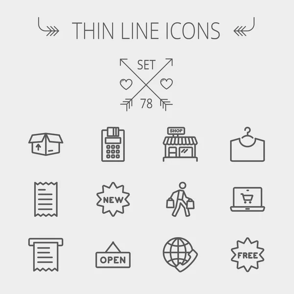 Unternehmen Shopping dünne Linie Icon Set — Stockvektor