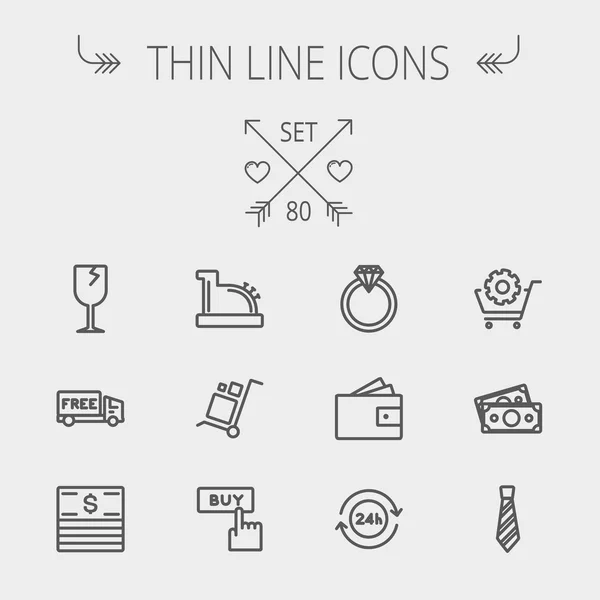Business shopping thin line icon set — Stock Vector