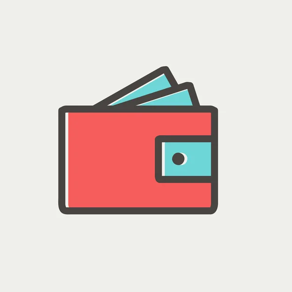 Plånbok med pengar och kreditkort tunn linje-ikonen — Stock vektor