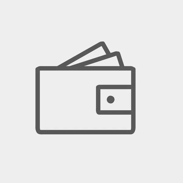 Billetera con dinero y tarjeta de crédito icono de línea delgada — Archivo Imágenes Vectoriales