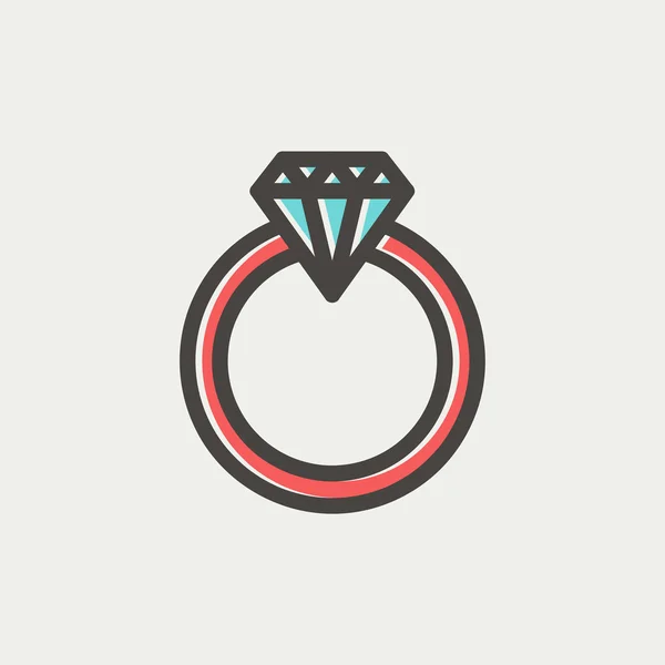 Diamond ring thin line icon — Stock Vector