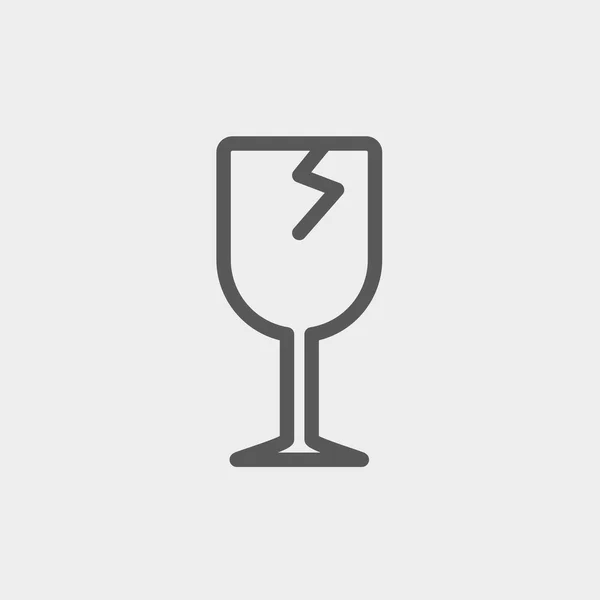 Vino de vidrio roto icono de línea delgada — Vector de stock