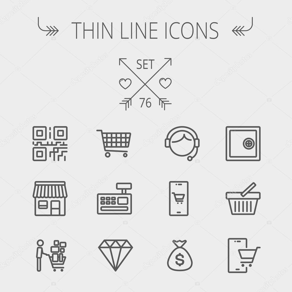 Business shopping thin line icon set