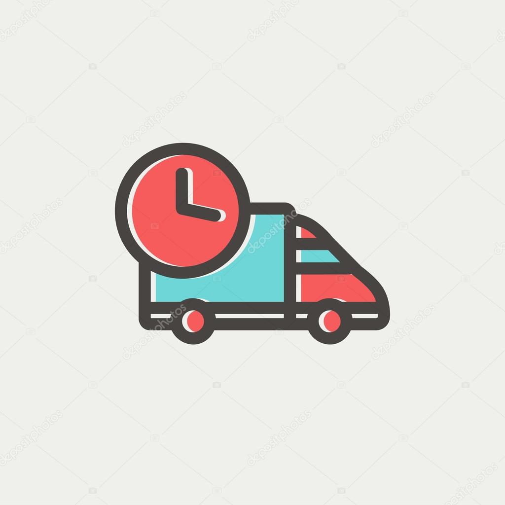 On time delivery icon thin line for web and mobile, modern minimalistic flat design. Vector icon with dark grey outline and offset colour on light grey background