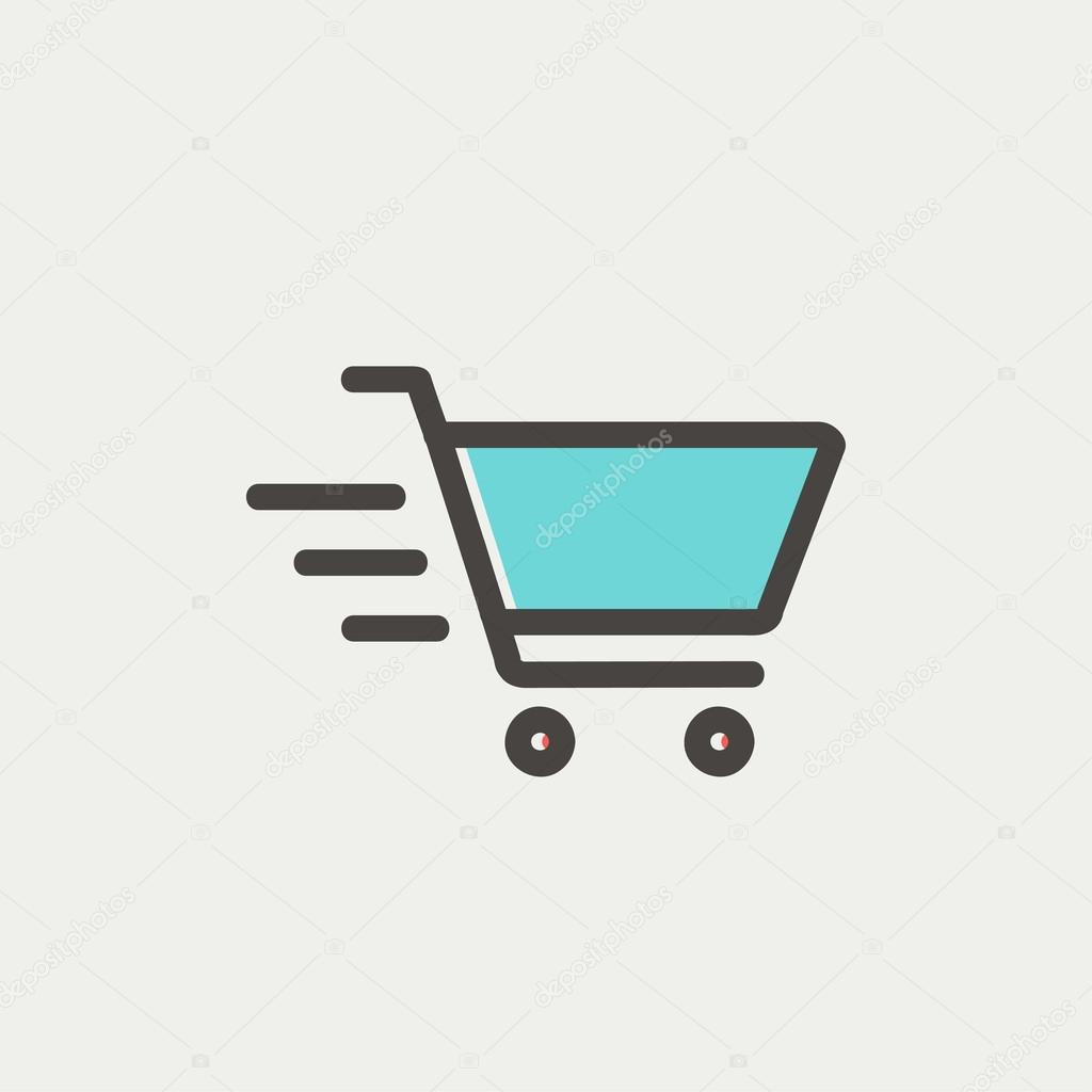 Fast delivery shopping cart thin line icon
