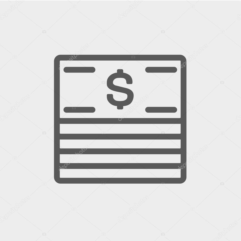 Stack of dollar bills thin line icon