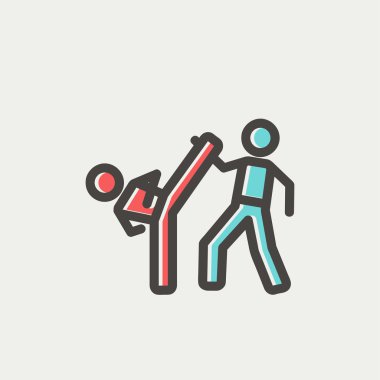 Karate savaşçıları ince çizgi simgesi