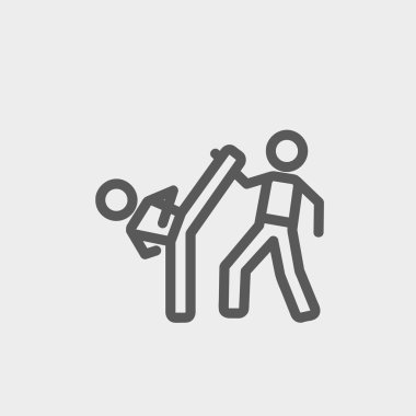 Karate savaşçıları ince çizgi simgesi