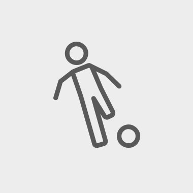 Topu ince çizgi simgesini tekmelemeye futbolcu