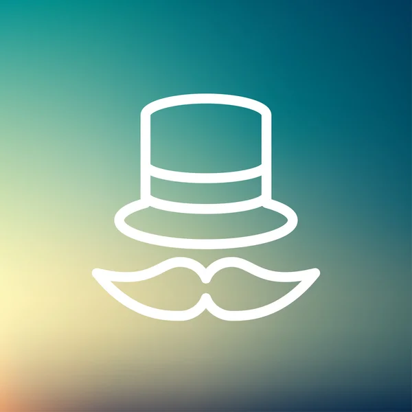 Chapeau de mode vintage et moustache fine ligne icône — Image vectorielle