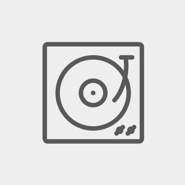 Gramofon z winyl płyty cienka linia ikona — Wektor stockowy