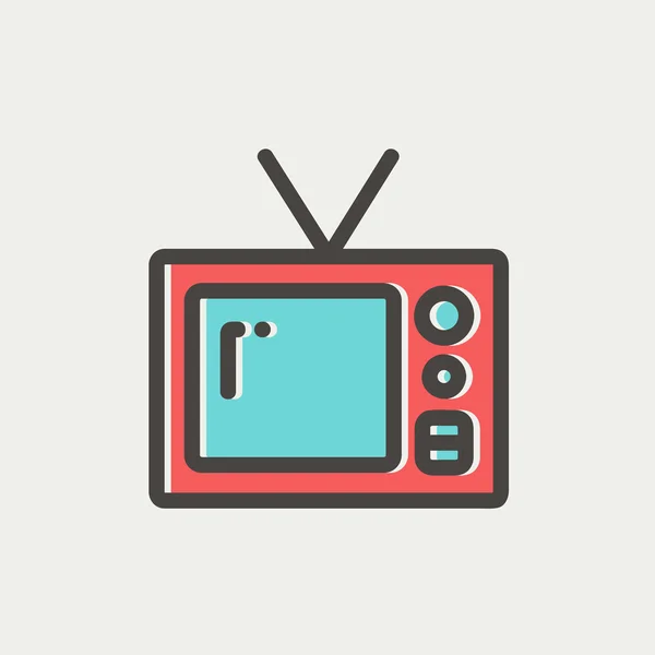 Vintage telewizji cienka linia ikona — Wektor stockowy