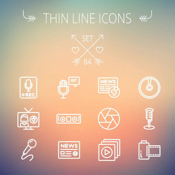 Multimedia thin line icon set — Stock Vector