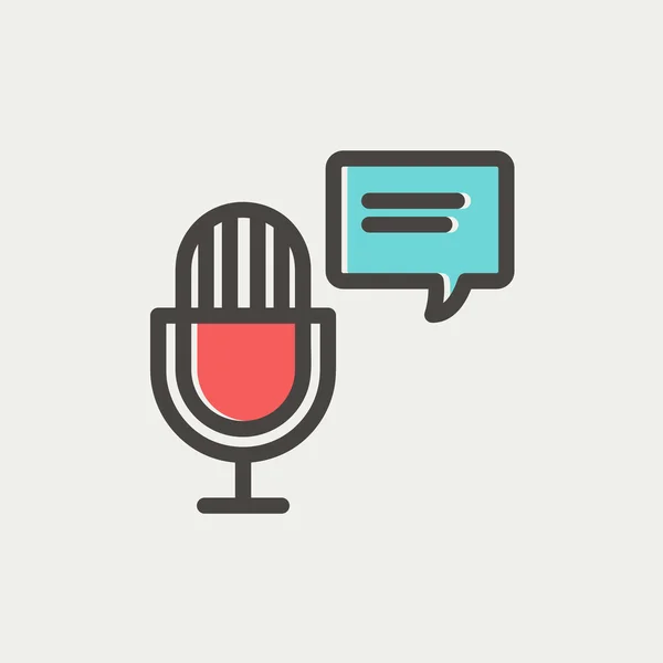 Microfone com ícone de linha fina de bolha de fala — Vetor de Stock