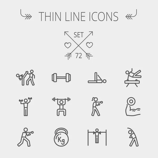 Deportes conjunto de iconos de línea delgada — Archivo Imágenes Vectoriales