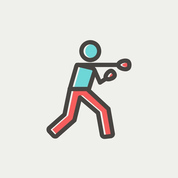 Boksen man punch dunne lijn pictogram — Stockvector