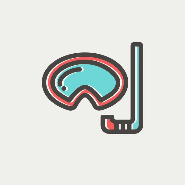 Máscara y snorkel para snorkel icono de línea delgada — Archivo Imágenes Vectoriales