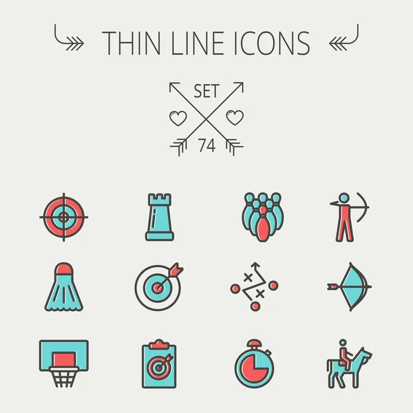 Sports thin line icon set — Stock Vector