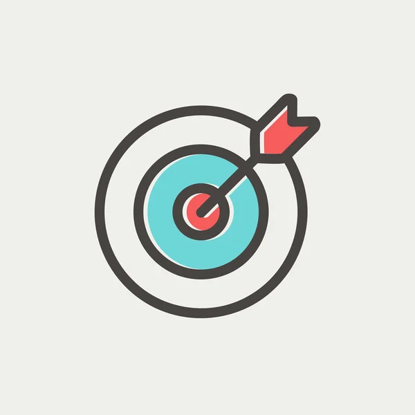 Flecha golpeó el icono de línea delgada objetivo — Vector de stock