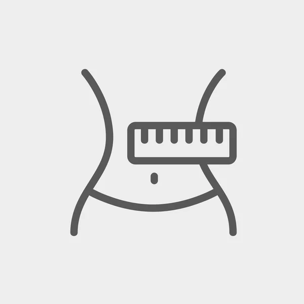 Adelgazamiento del vientre con cinta métrica icono de línea delgada — Archivo Imágenes Vectoriales