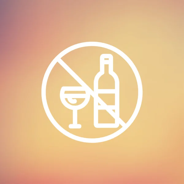 Ningún signo de alcohol delgada línea icono — Vector de stock