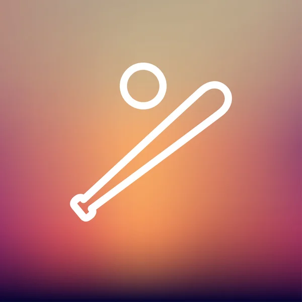 Baseball bat and ball thin line icon — Stock Vector
