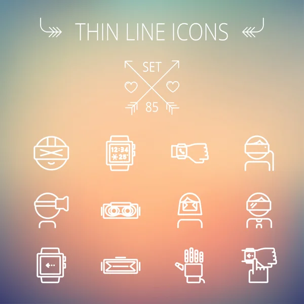 Technologie Thin Line Icon Set — Stockvektor