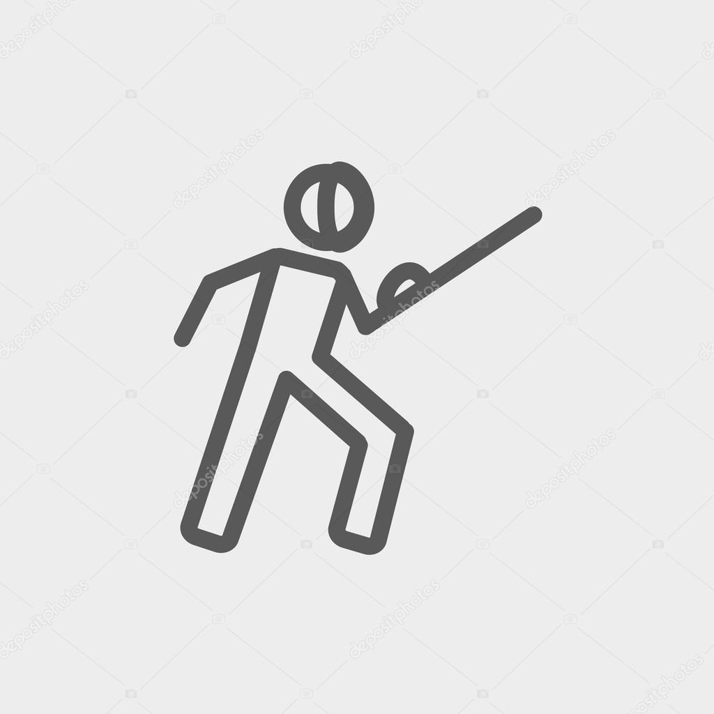 Fencing sport thin line icon