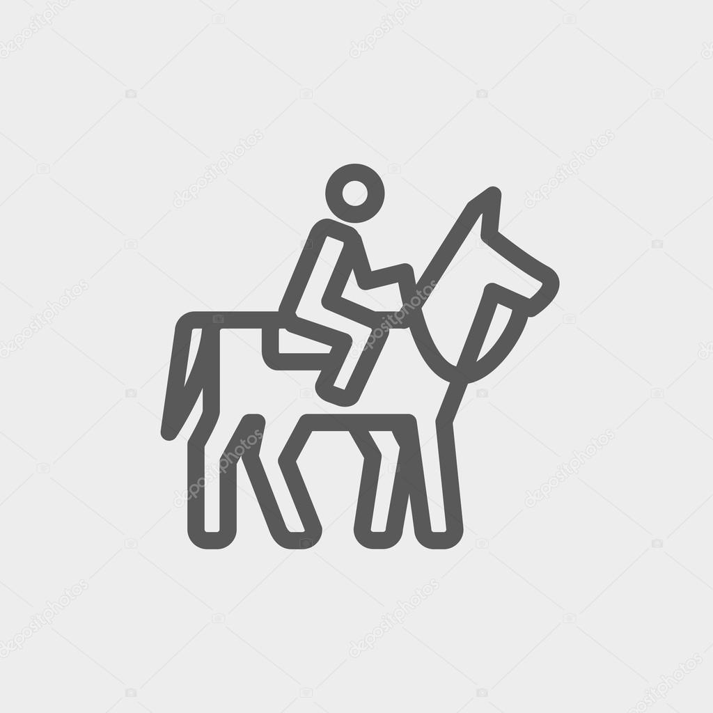 Horse riding icon thin line for web and mobile, modern minimalistic flat design. Vector dark grey icon on light grey background