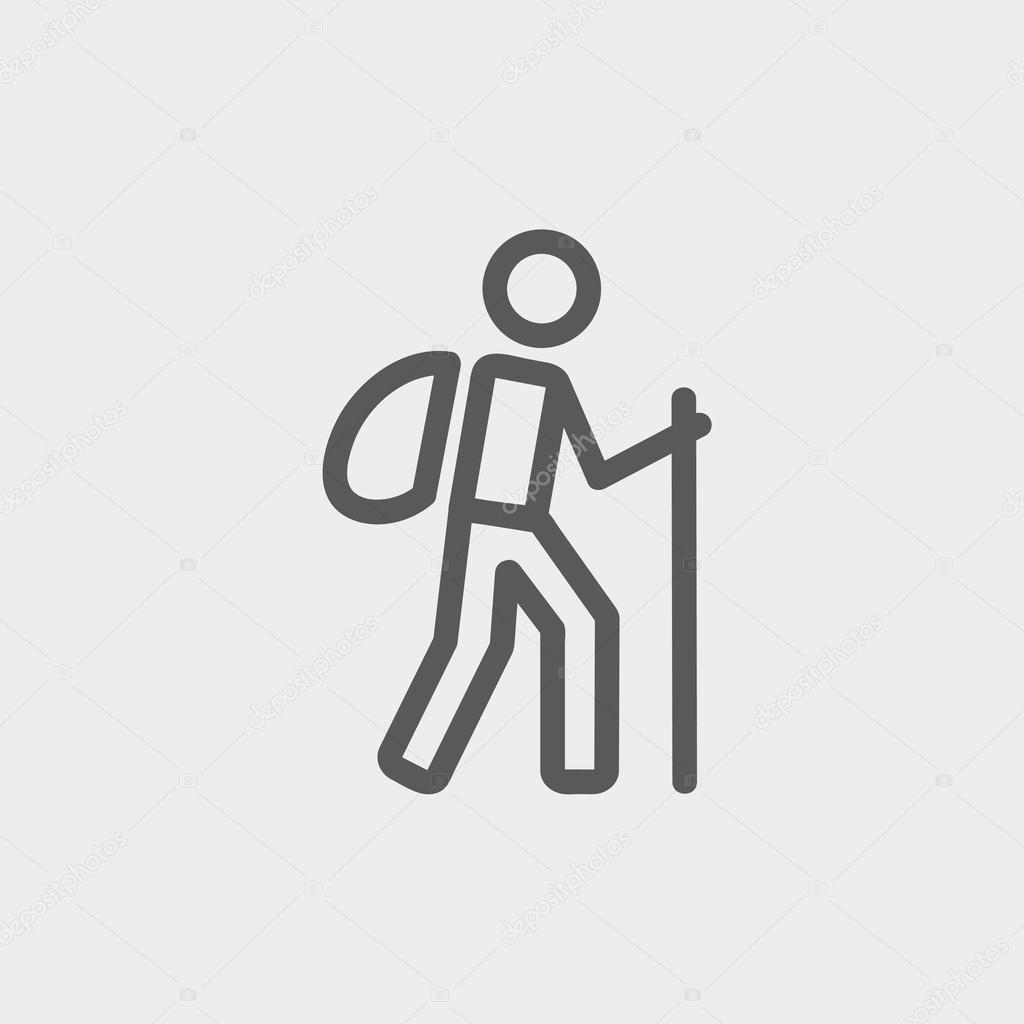 Hiking exercise thin line icon