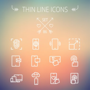 Teknoloji ince çizgi Icon set