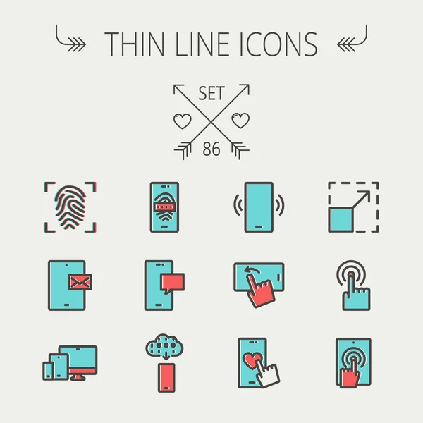 Technologie Thin Line Icon Set — Stockvektor